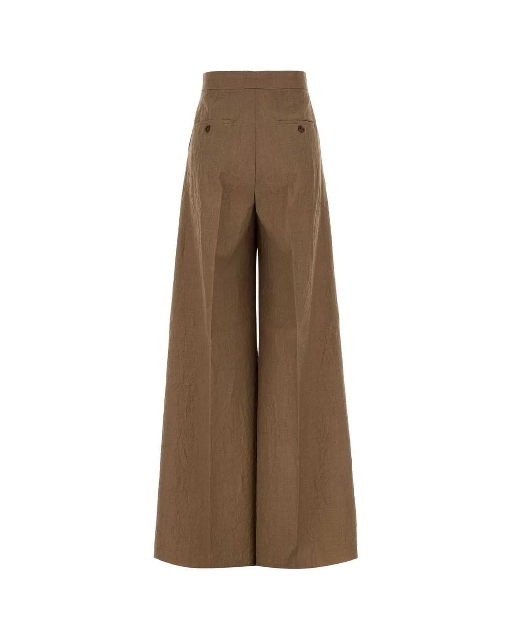 Max Mara Natural Flared Pleated Pants