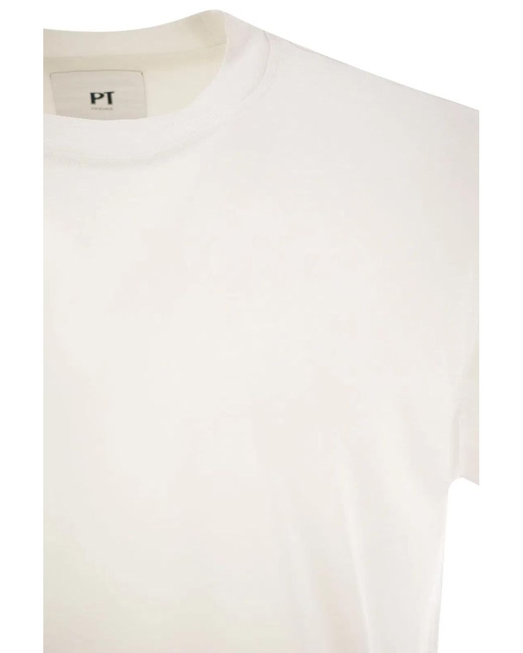 PT01 White Silk And Cotton T-Shirt for men