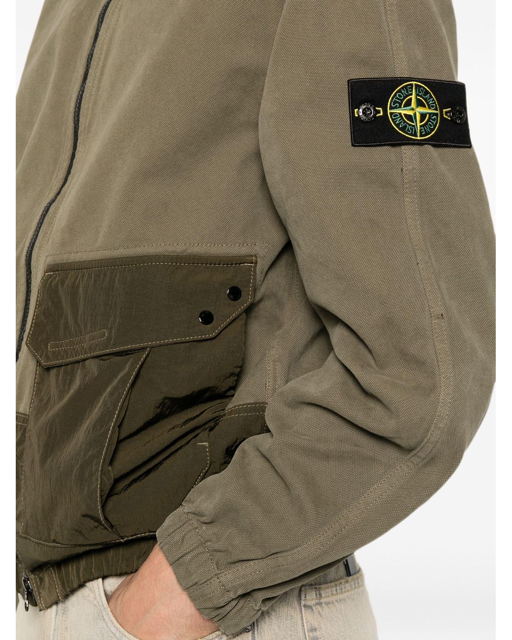 Stone Island Green Dyed Bomber Jacket for men