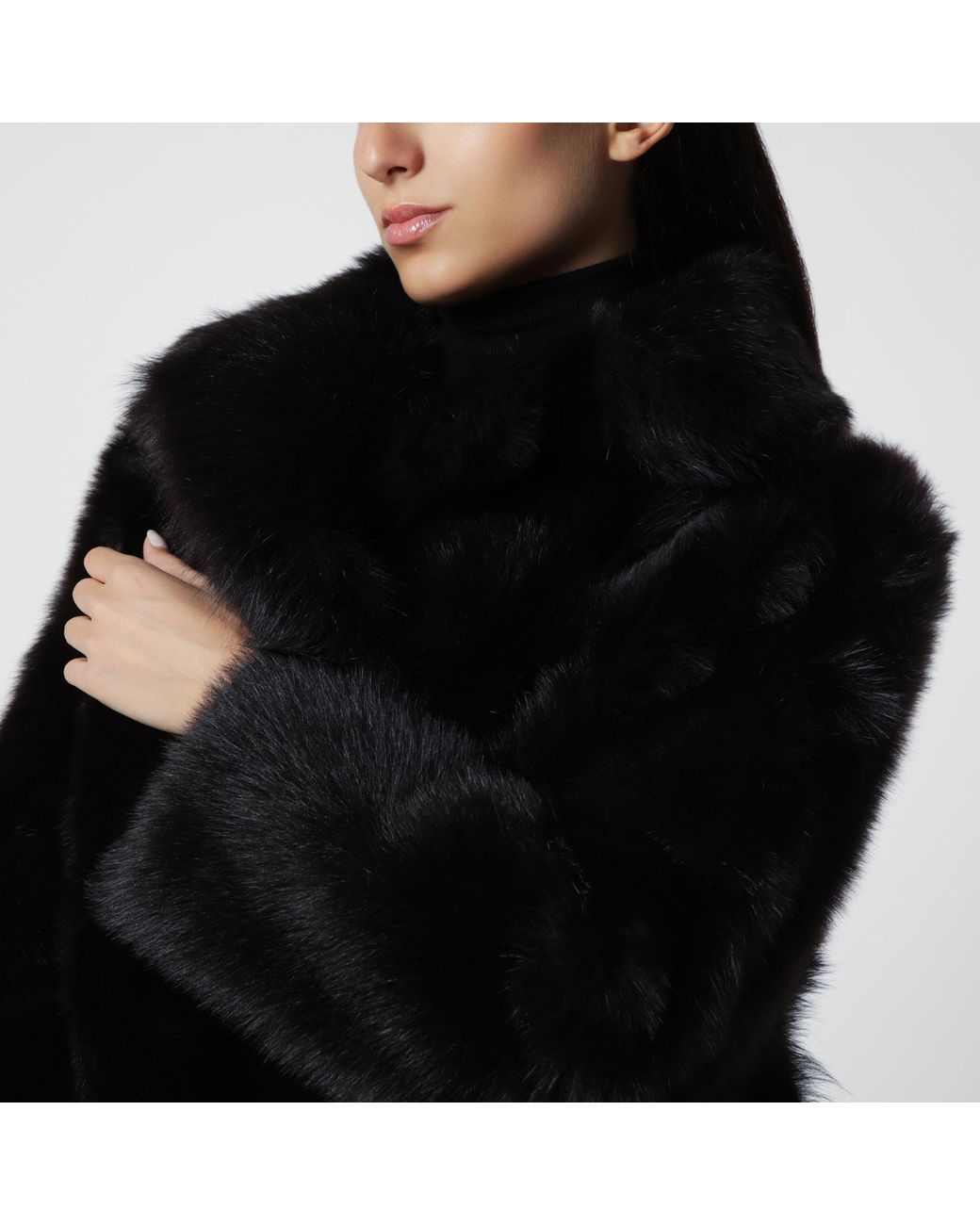Blancha Black Short Chocolate Fur Jacket
