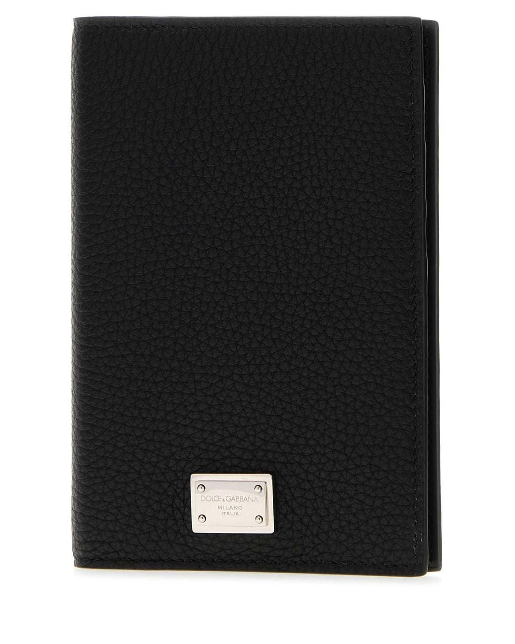 Dolce & Gabbana Black Leather Mini Passport Holder With-Tone Hardware