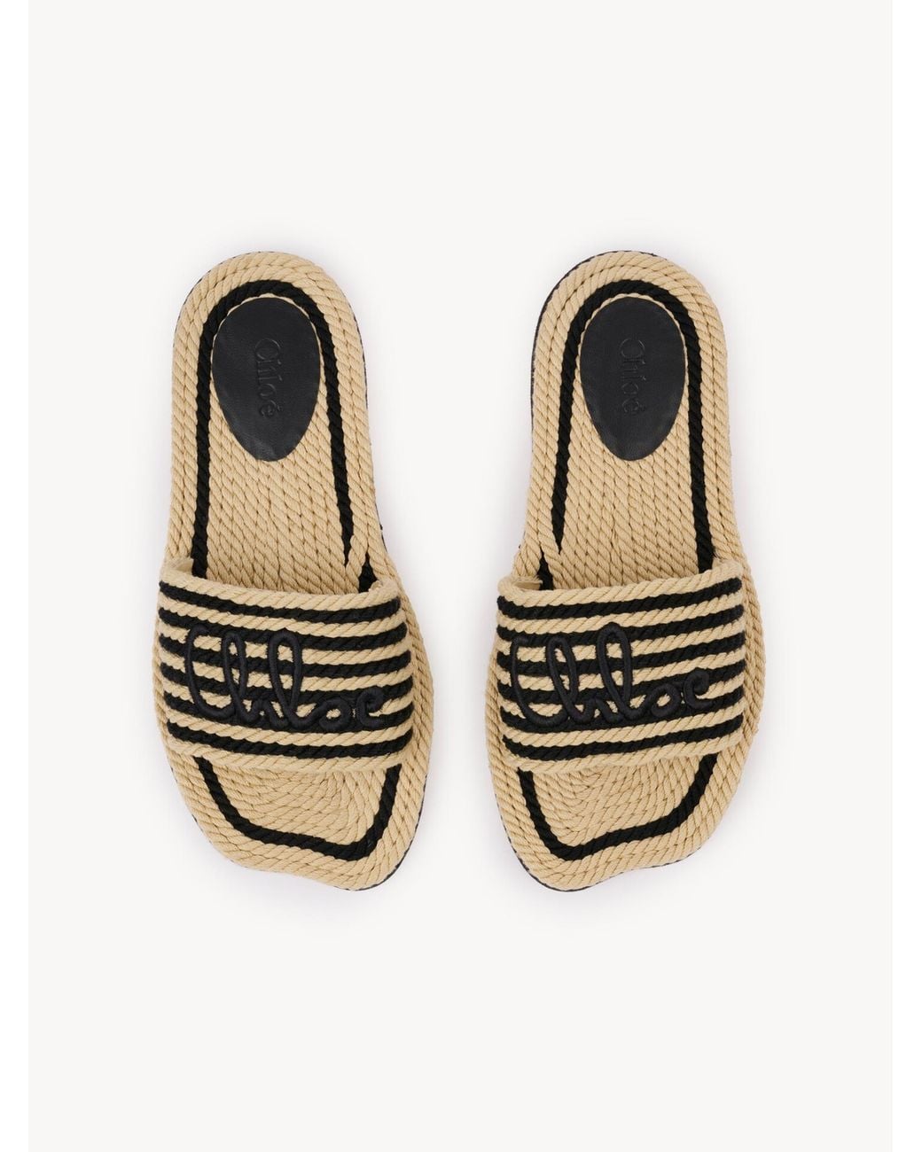 Chloé White Embroidered Raffia Chlo㨠Sand Slippers