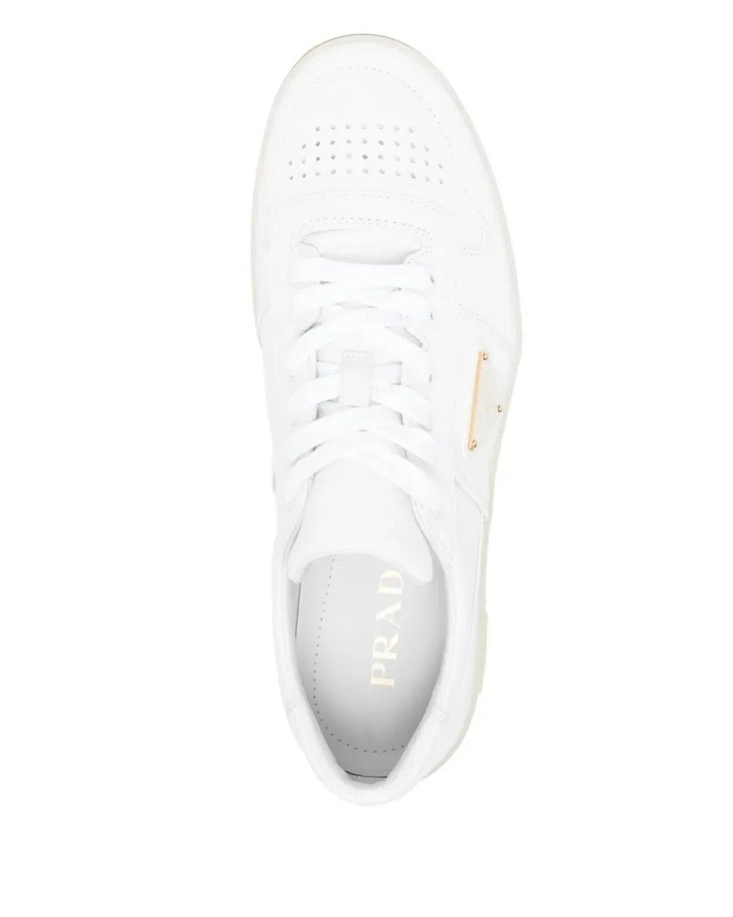 Prada White Downtown Leather Sneakers for men
