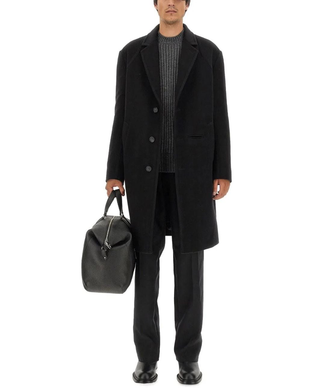 McQueen Black Single-Breasted Coat for men
