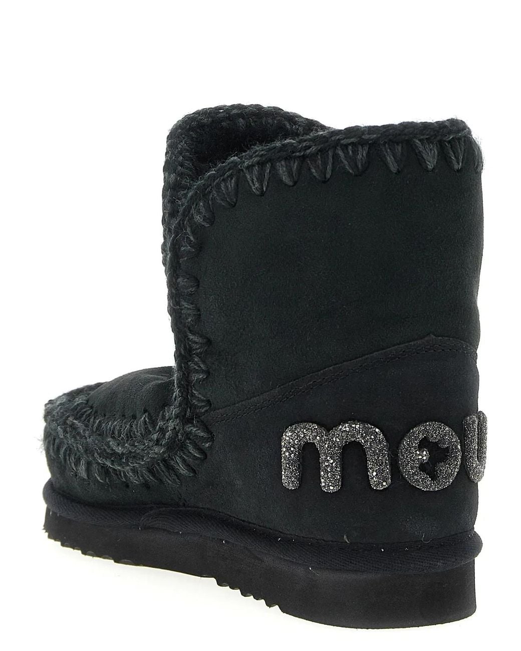 Mou Black 'Eskimo 18 Glitter Logo' Ankle Boots