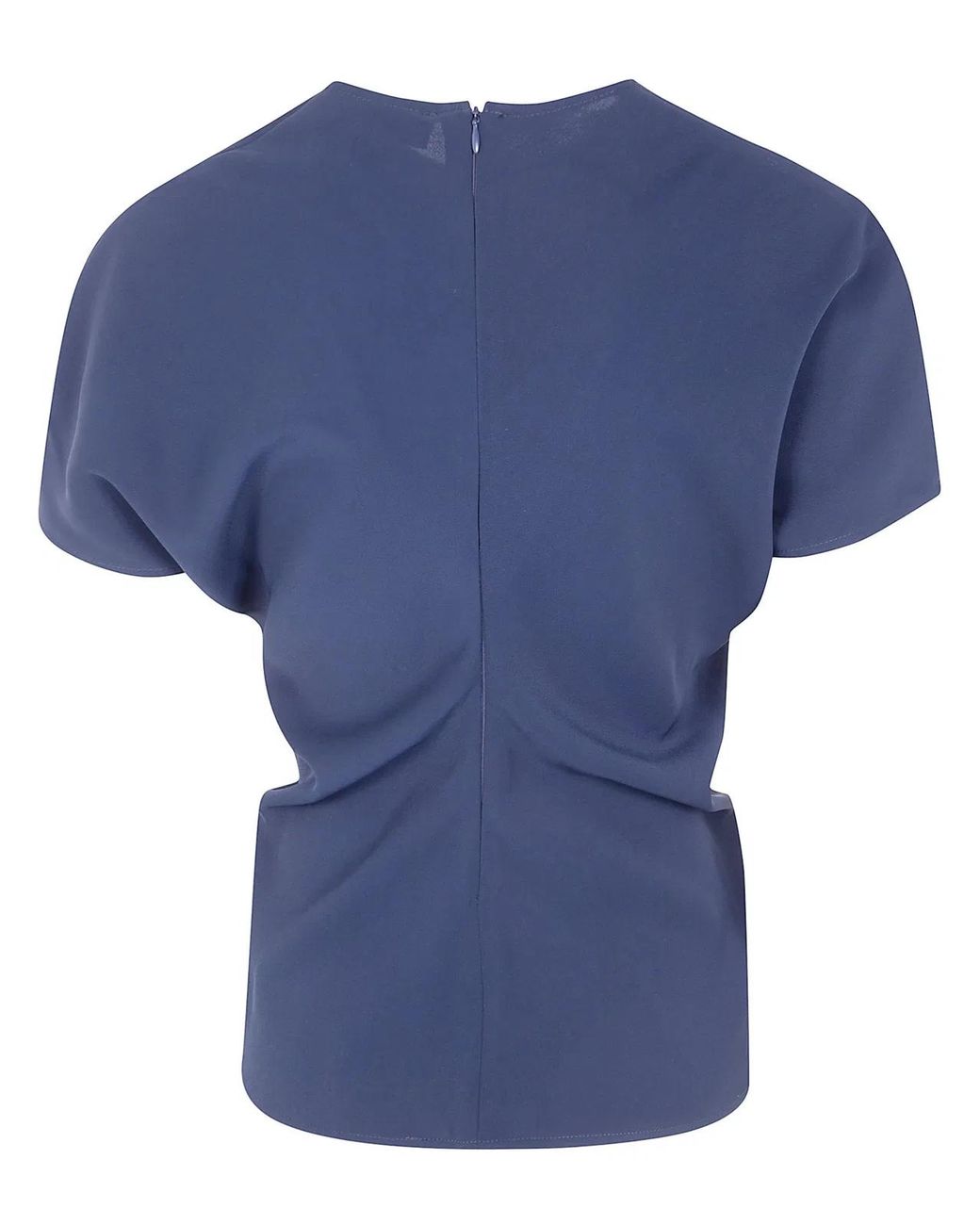 DR. HOPE Blue Bias Cut Crew Neck Top