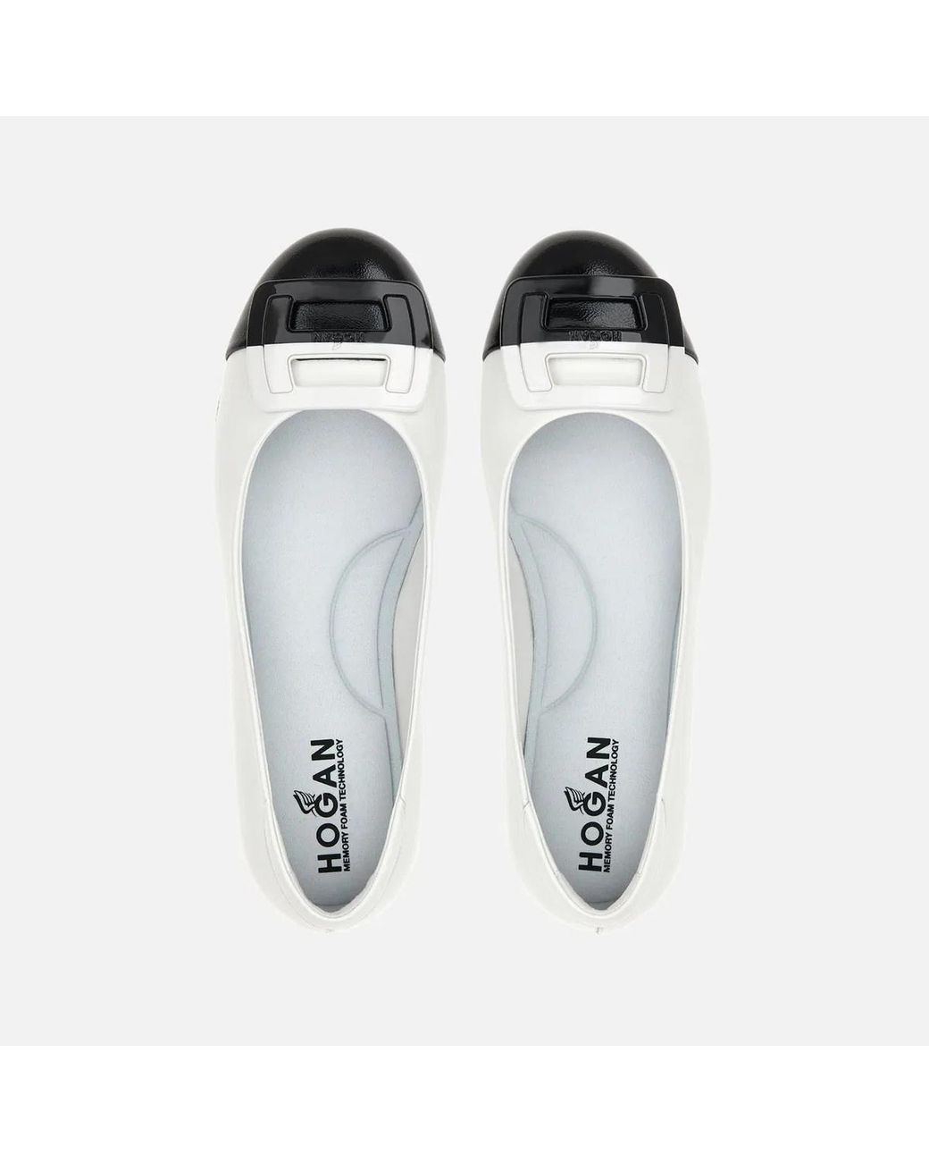Hogan White Bicolor Ballerina Flats For