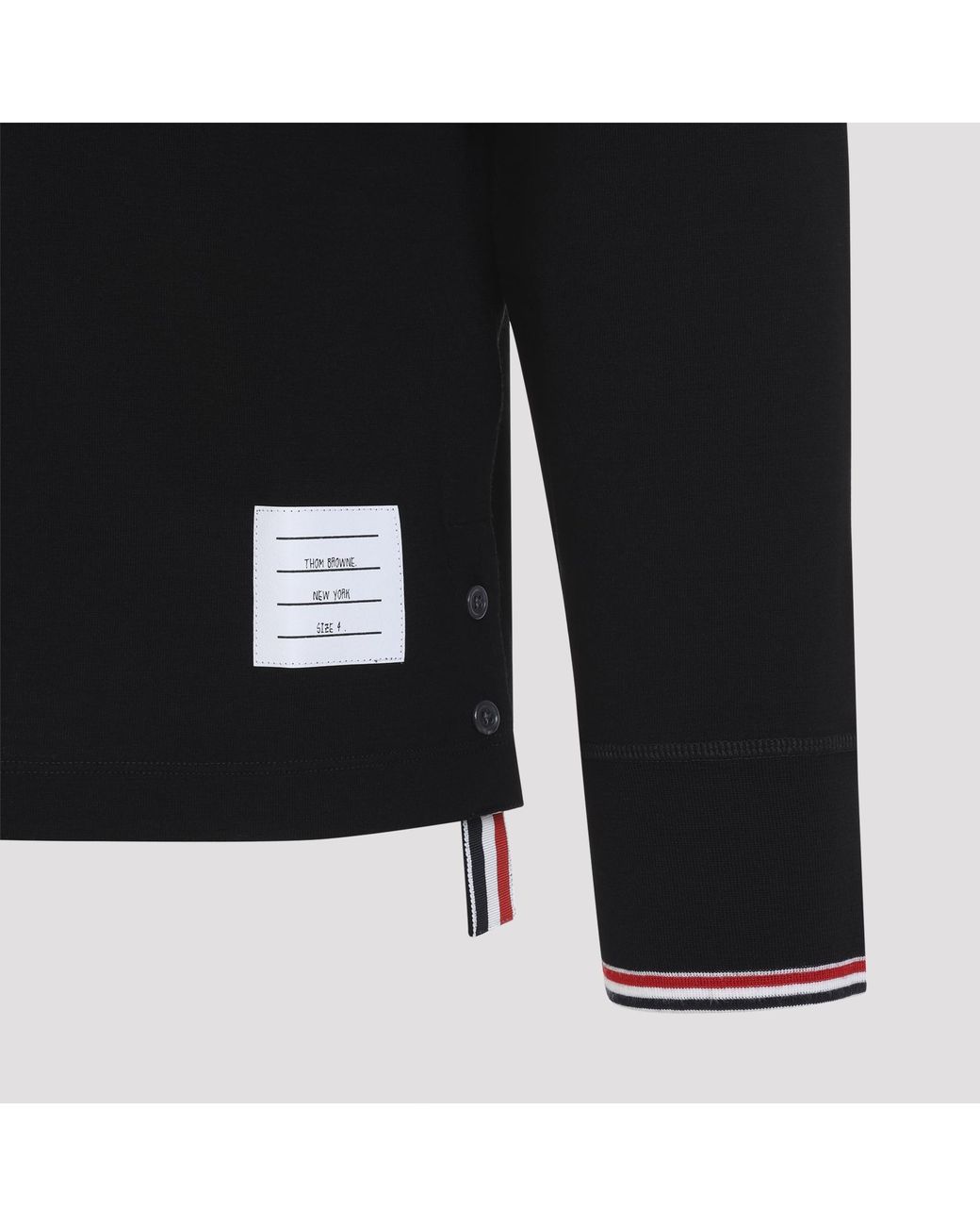 Thom Browne Black Buttoned Sweater With Rwb Cuffs for men