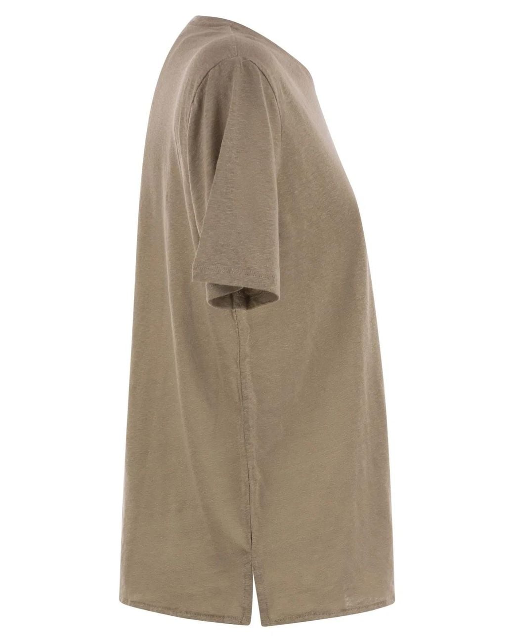 Majestic Gray Linen Crew-Neck T-Shirt