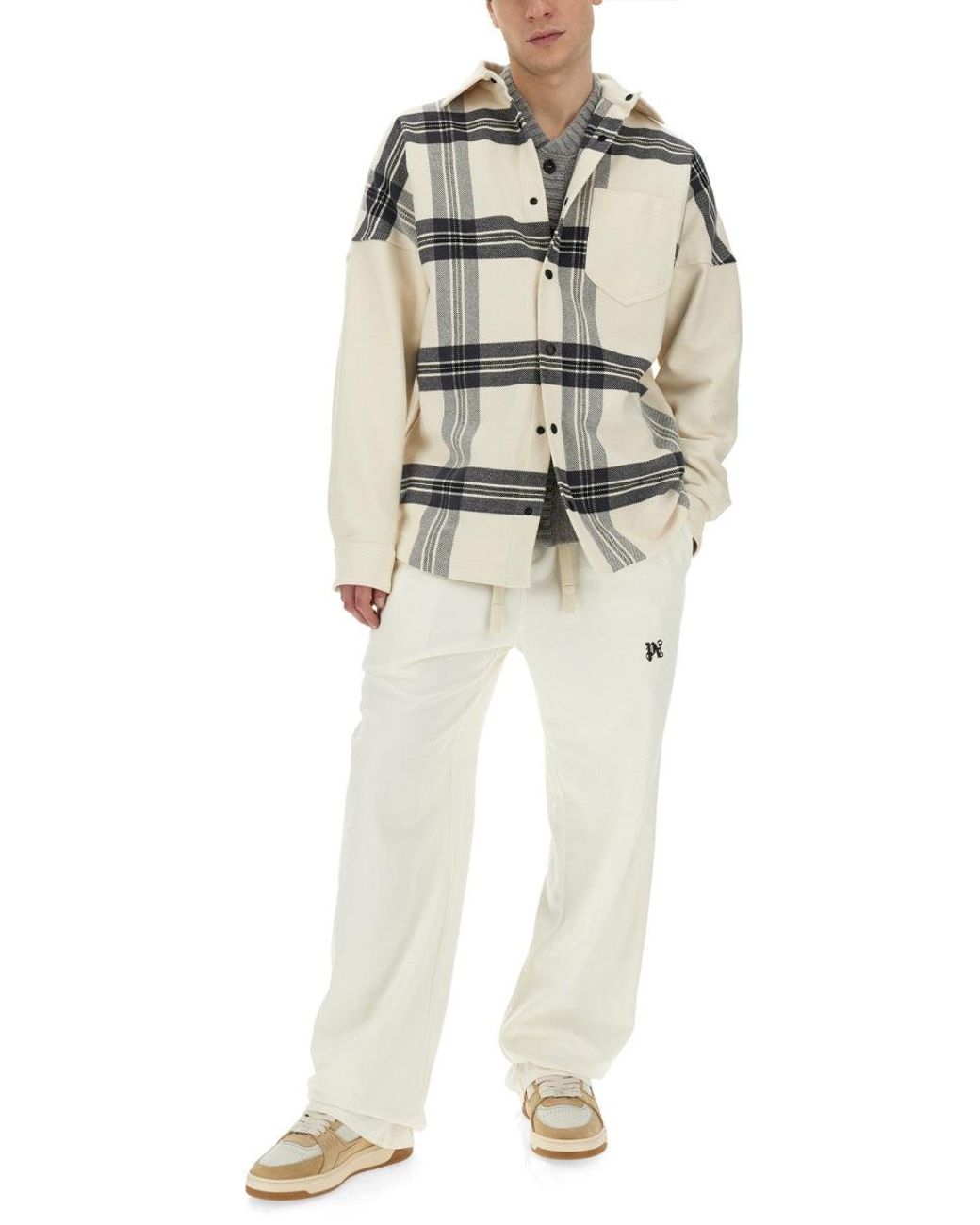 Palm Angels Gray Overshirt Check for men