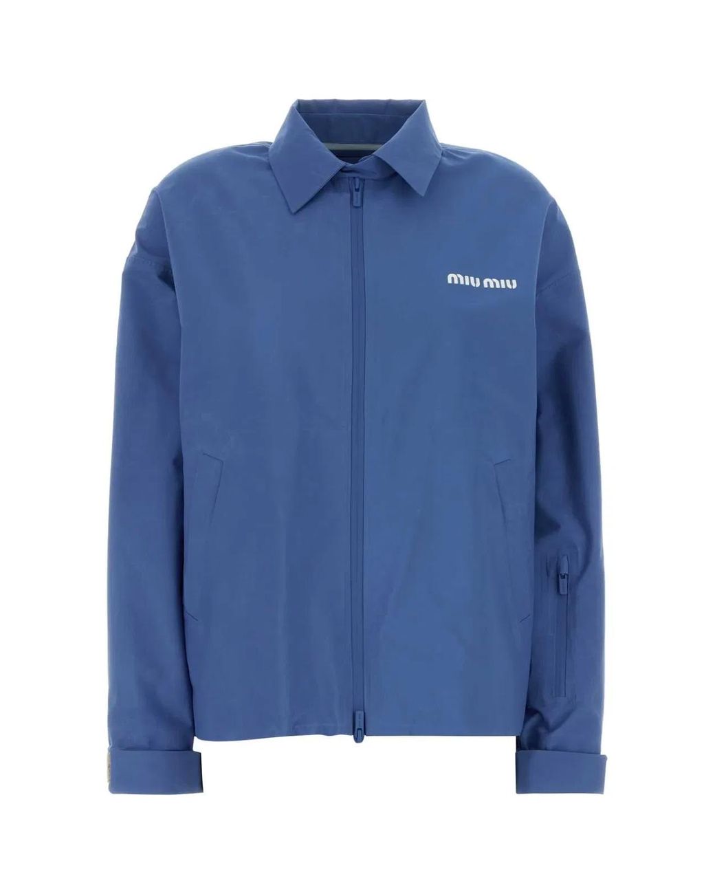 Miu Miu Blue Cerulean Tech Fabric Windbreaker