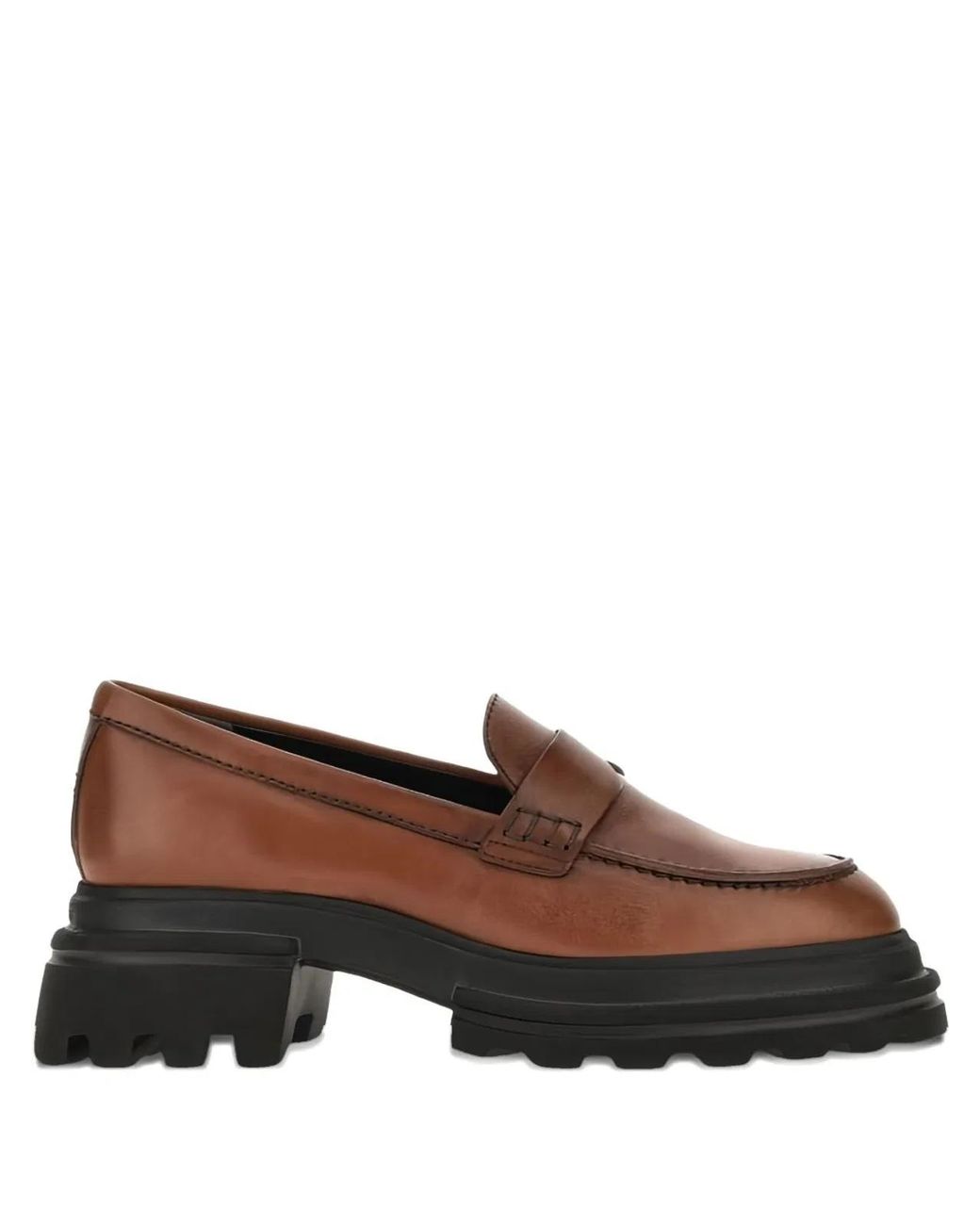 Hogan Black Leather Rubber Flat Shoes
