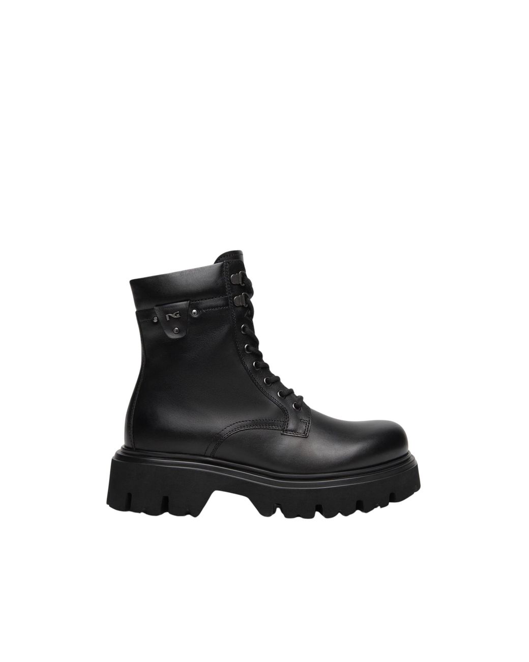 Nero Giardini Black Leather Combat Boots