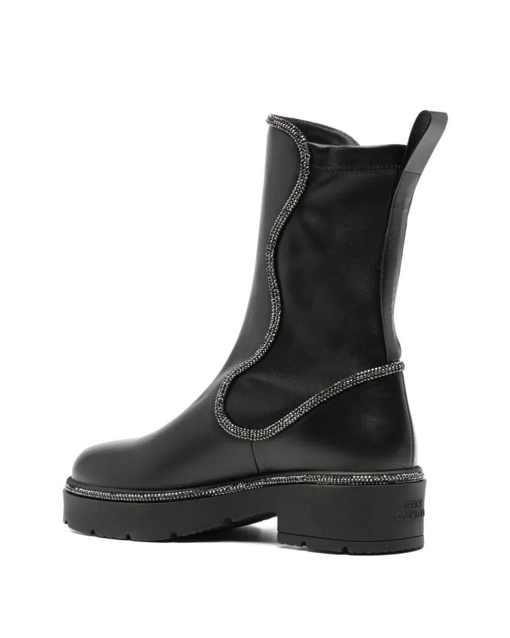 Rene Caovilla Black Rhinestone Boots
