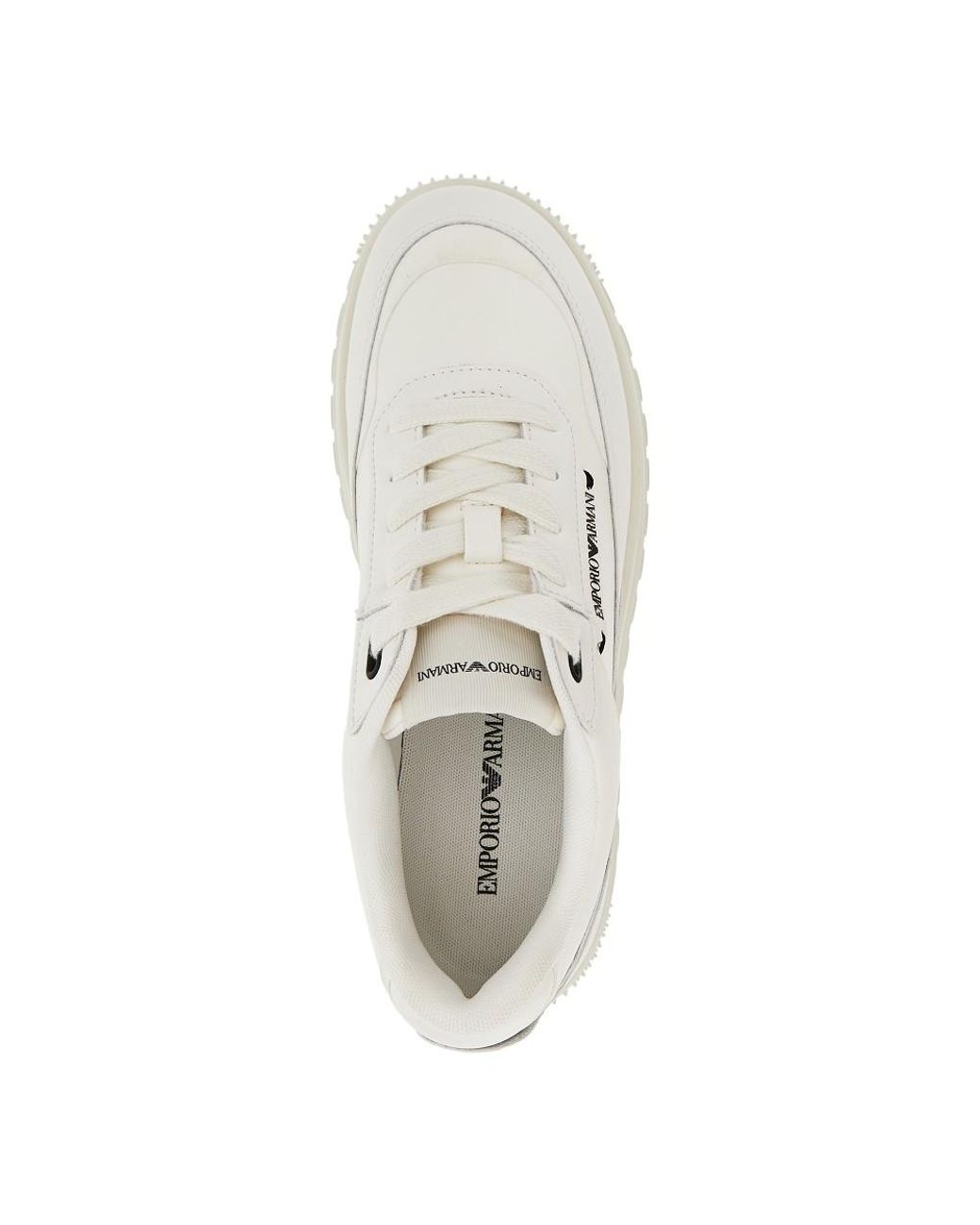 Emporio Armani White Leather Sneakers With Side Logo for men