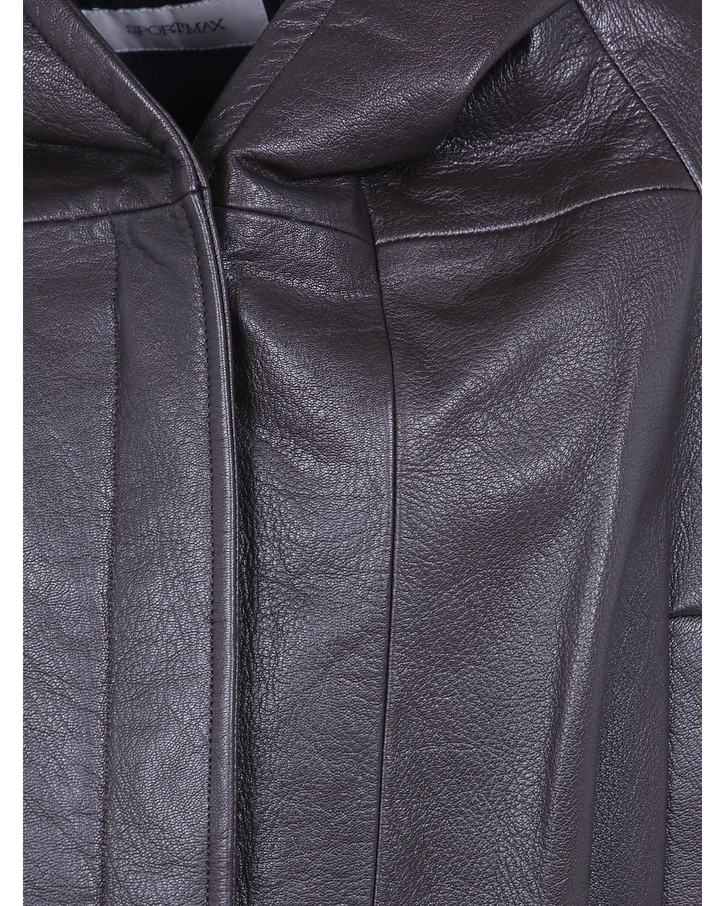 Max Mara Gray "Kabala" Leather Jacket
