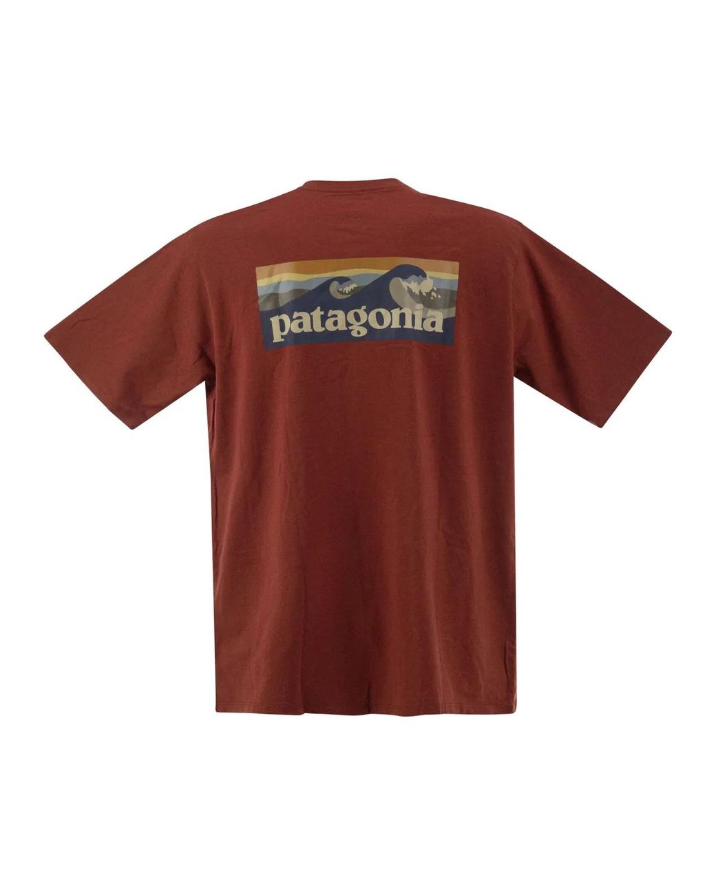 Patagonia Red Recycled Cotton T-Shirt With Graphic Logo for men