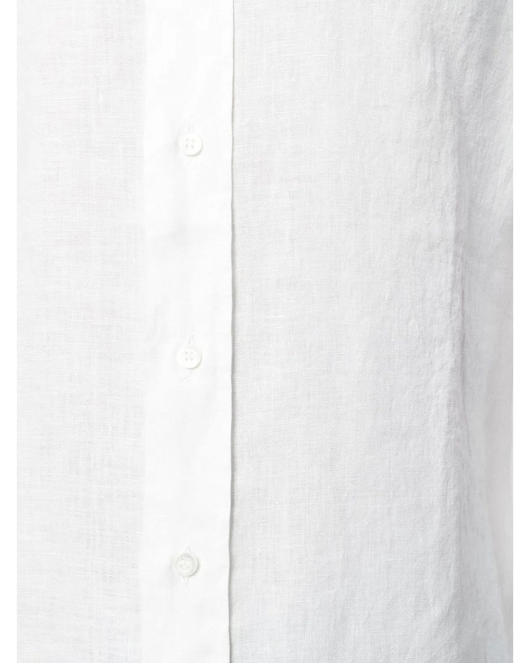 Aspesi White Linen Flax Front Button Band Collar Shirt for men