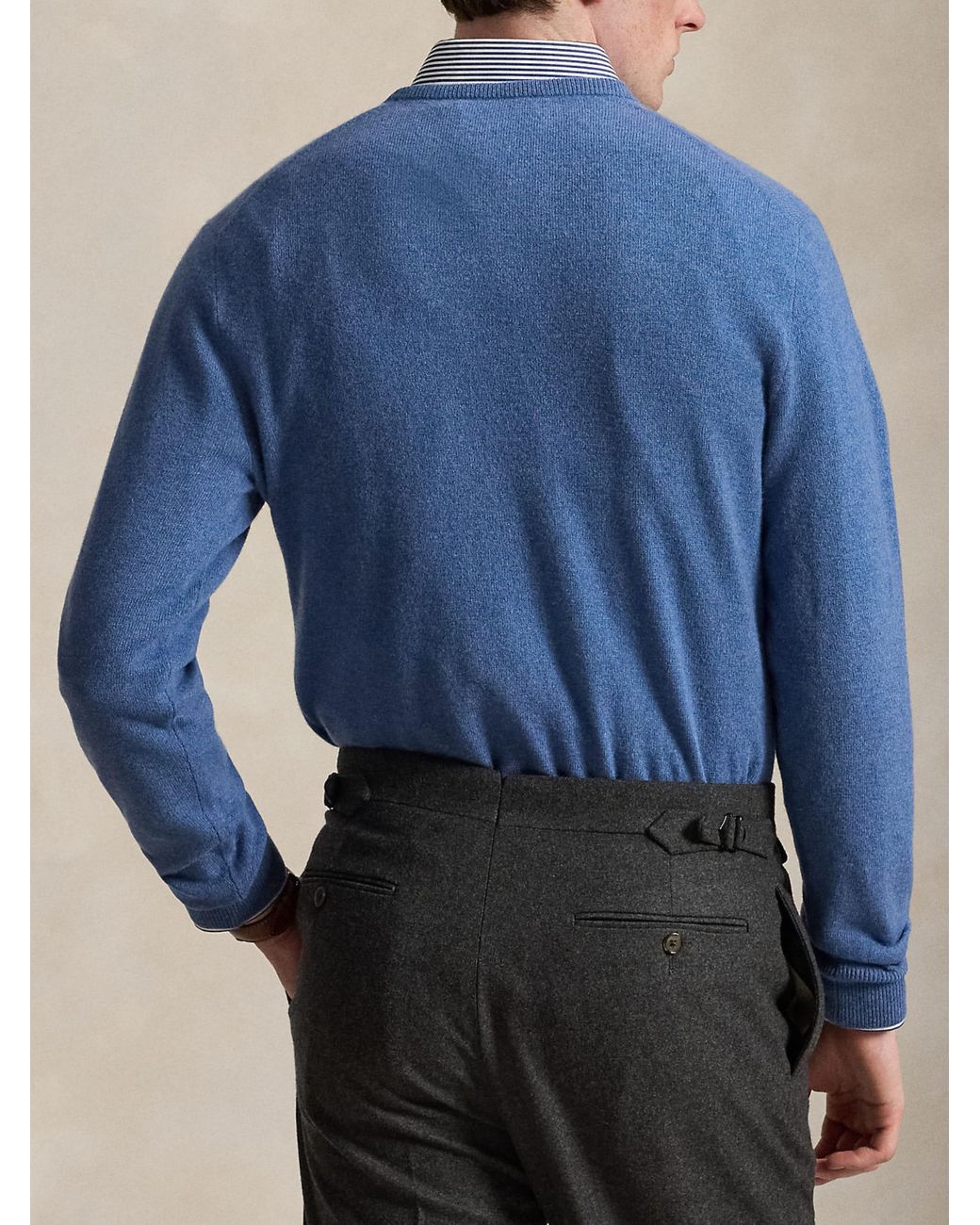Polo Ralph Lauren Blue Fine-Knit Long Sleeve Pullover With Subtle Embroidery for men