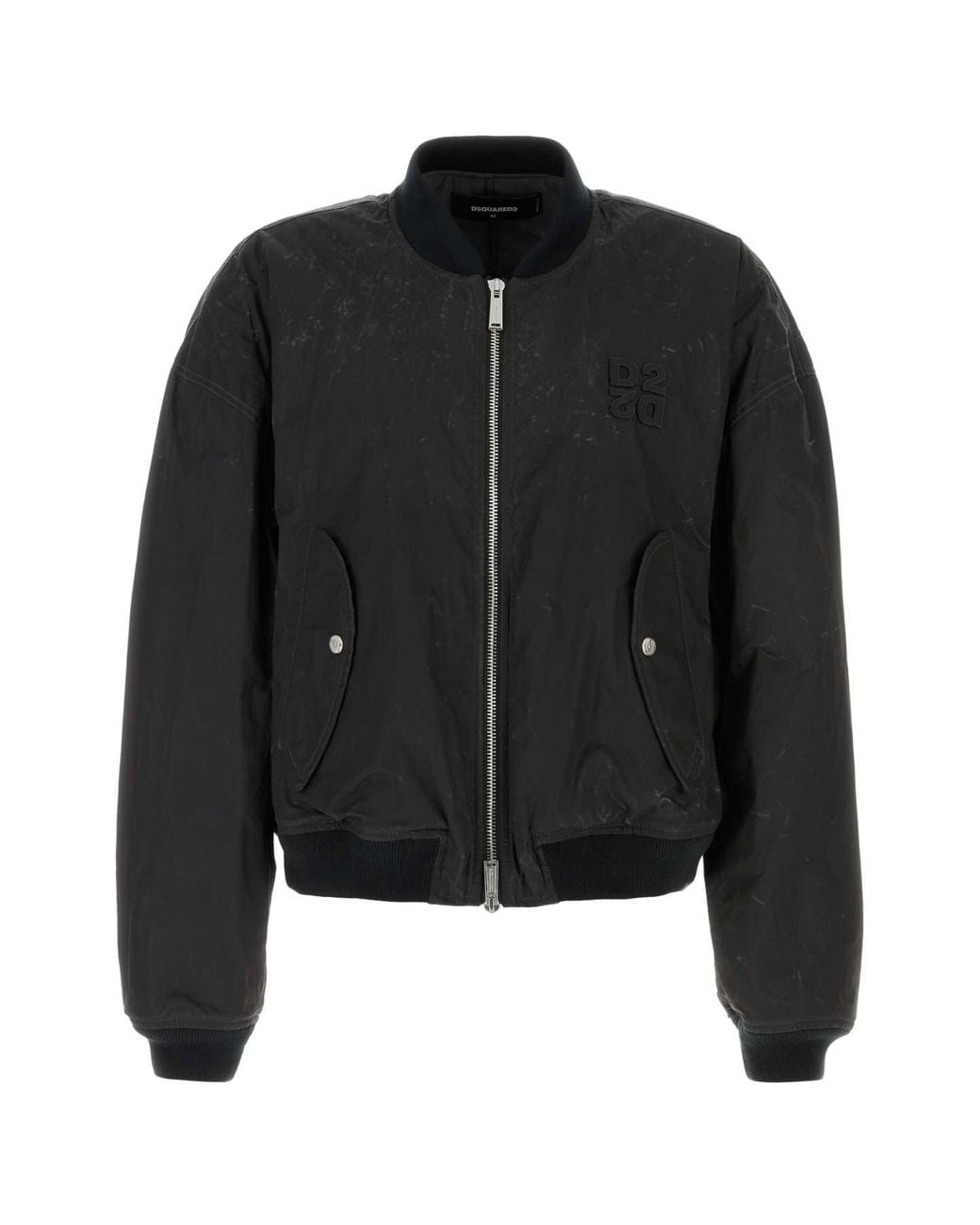 DSquared² Black Waxed Ball Bomber for men