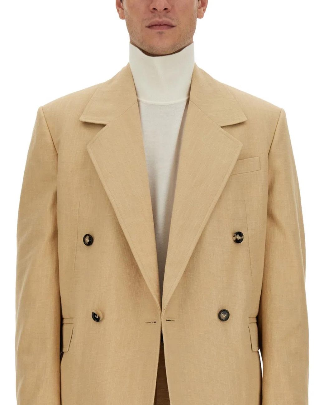 Bottega Veneta White High Neck Embroidered Sweater For for men