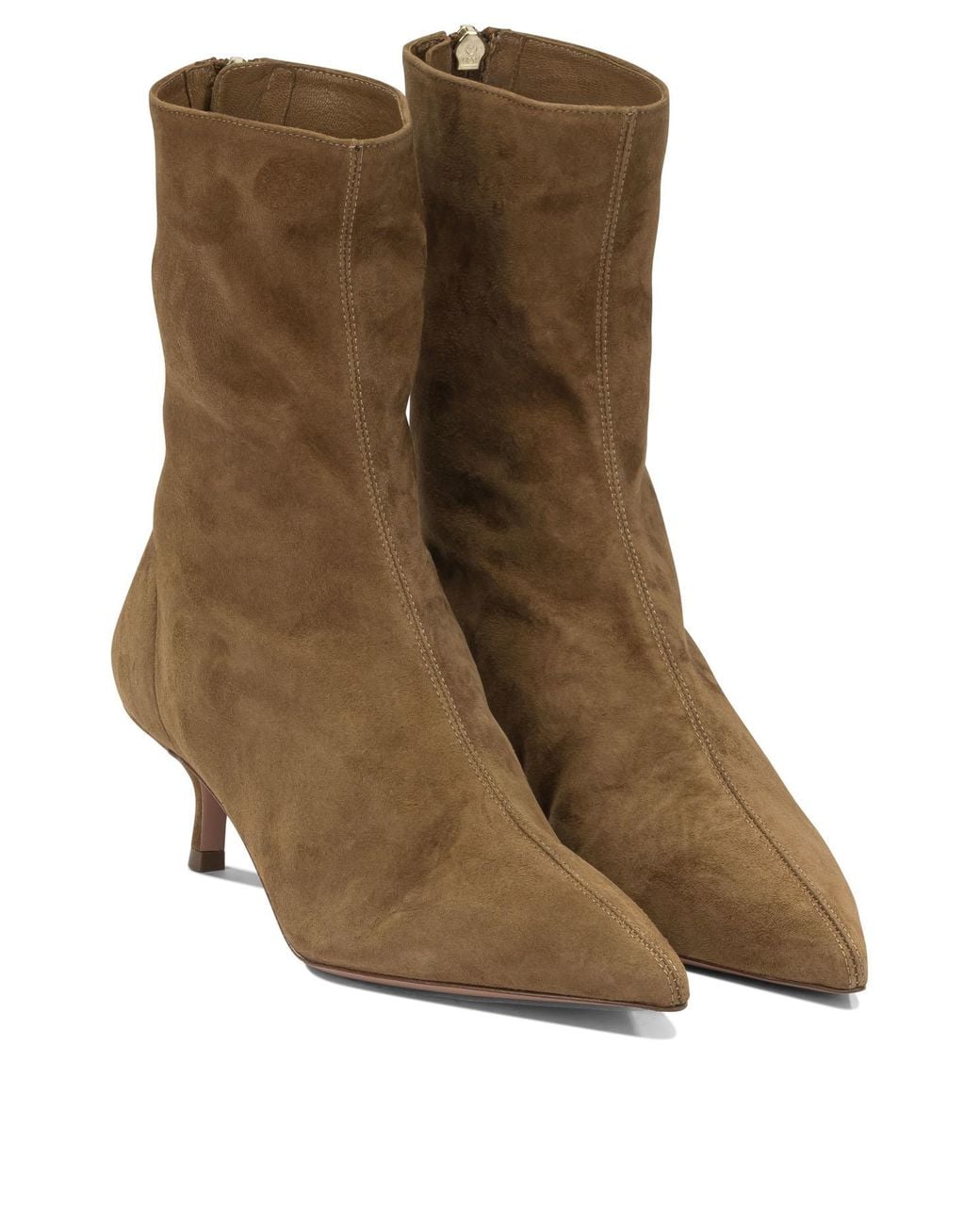 Aquazzura Brown "Montmartre 50Mm" Ankle Boots With Zipper