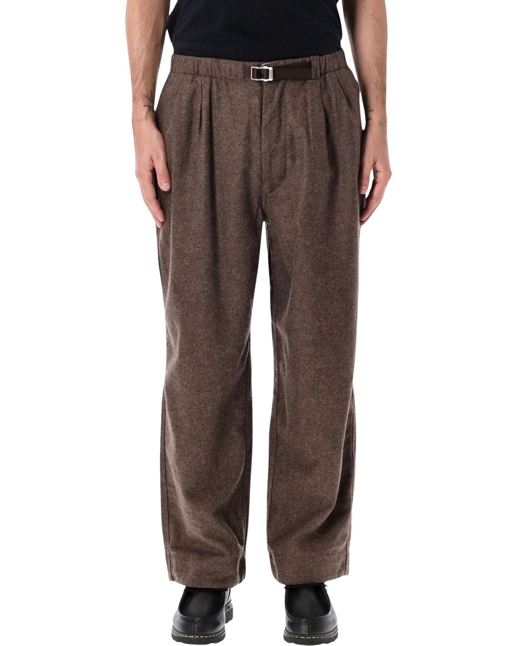 Nanamica Brown Melton Belted Pant for men