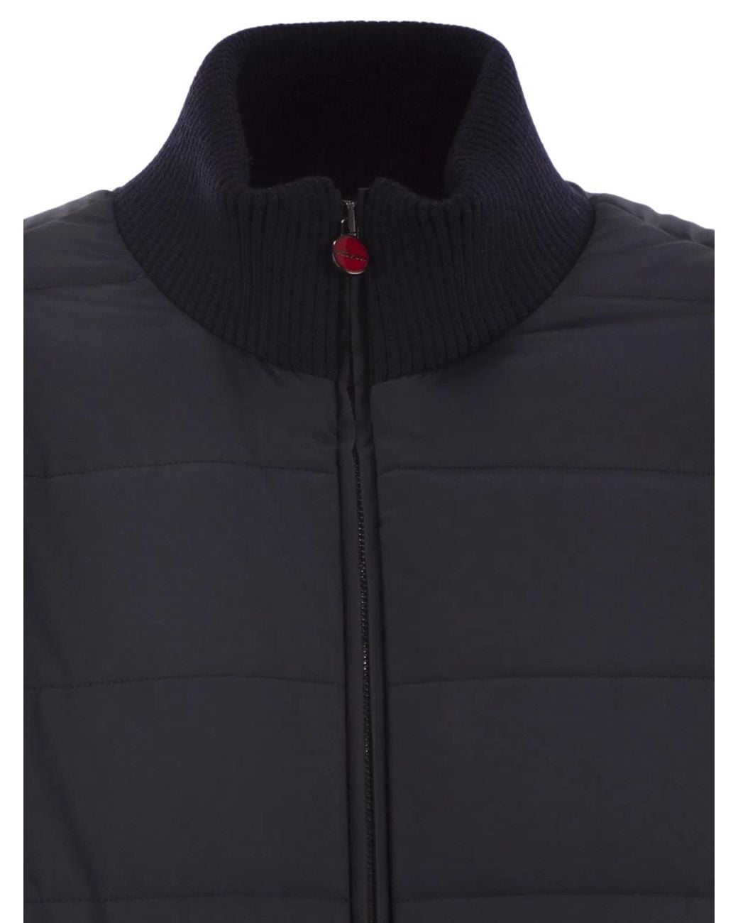 Kiton Blue Technical Fabric Bomber Jacket for men