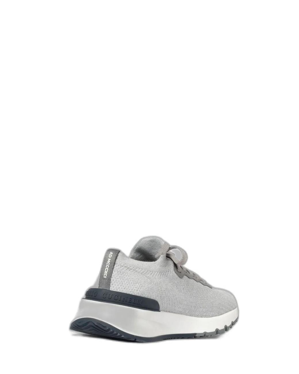 Brunello Cucinelli White Stretch-Knit Sock Sneakers Featuring Leather Trim And A Chunky Rubber Sole for men
