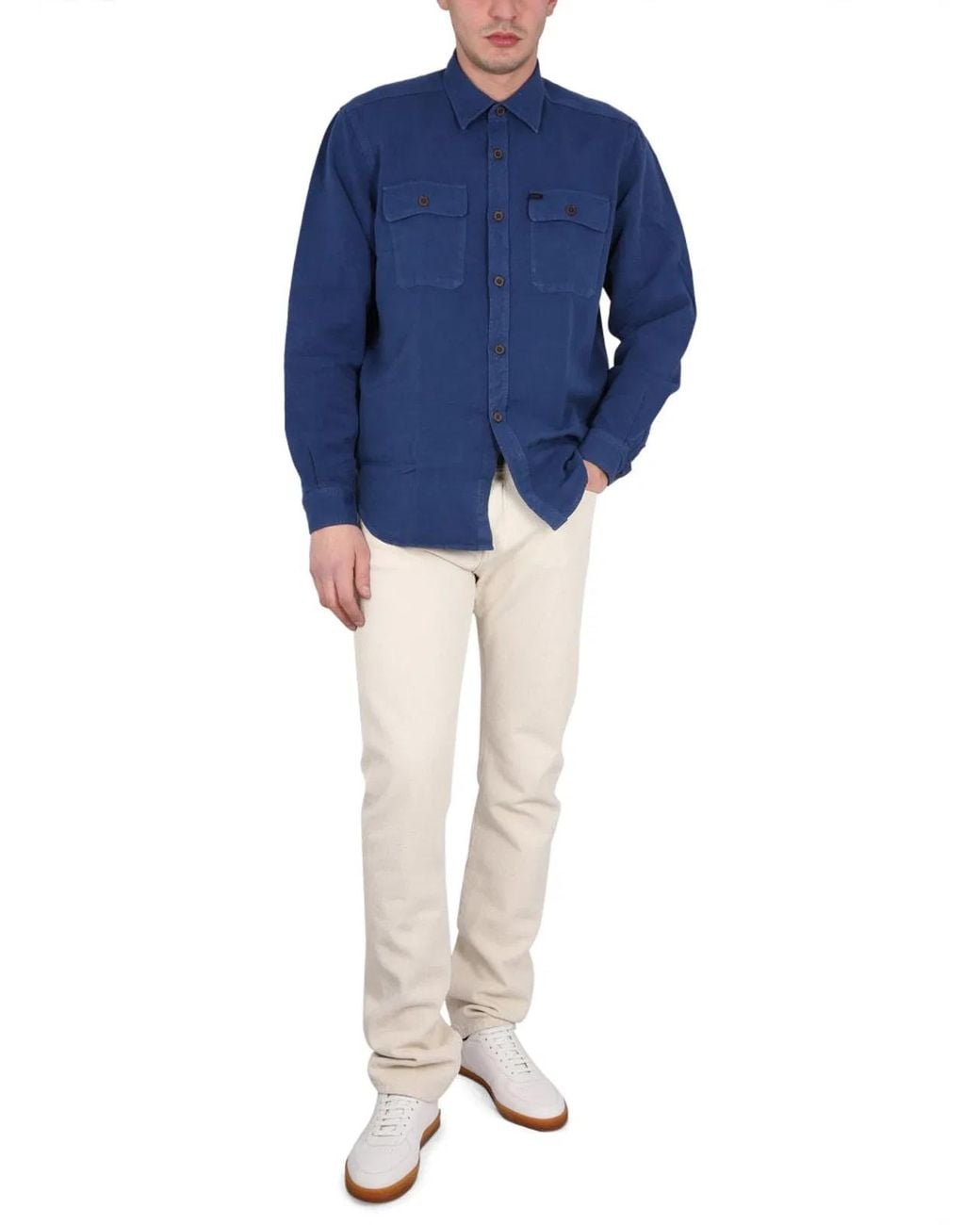 Fay Blue Shirt With Pockets for men