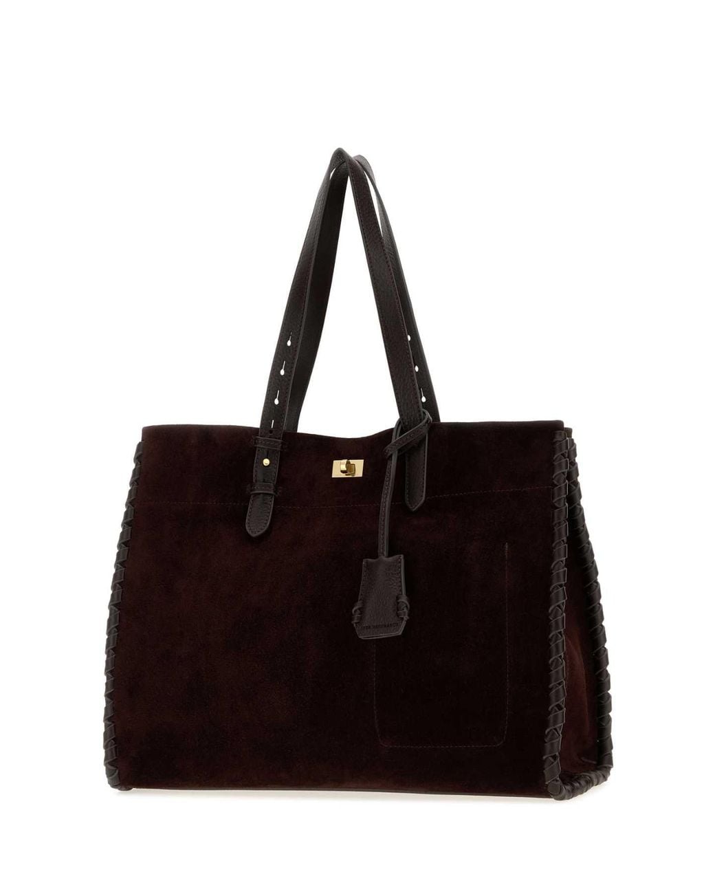 Anya Hindmarch Black Grape Suede Mortimer Shopping Bag