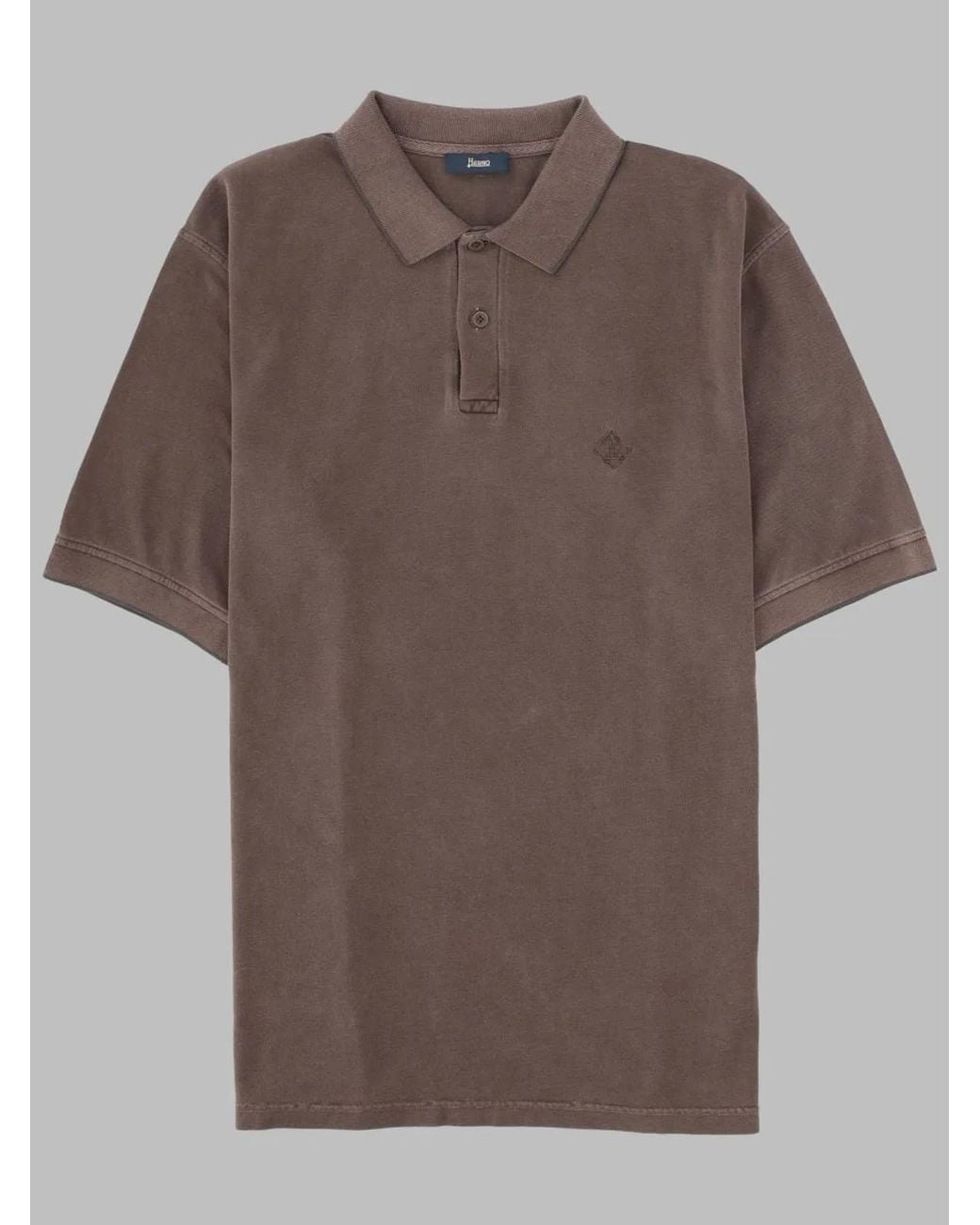 Herno Brown Cotton Polo Shirt With Logo for men