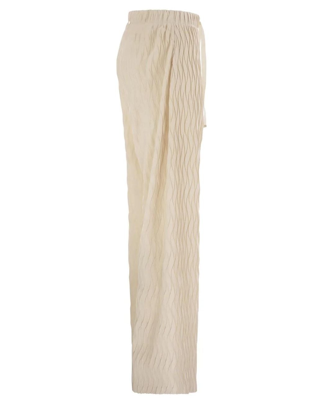 Herno Natural Trousers With Crumpled Effect