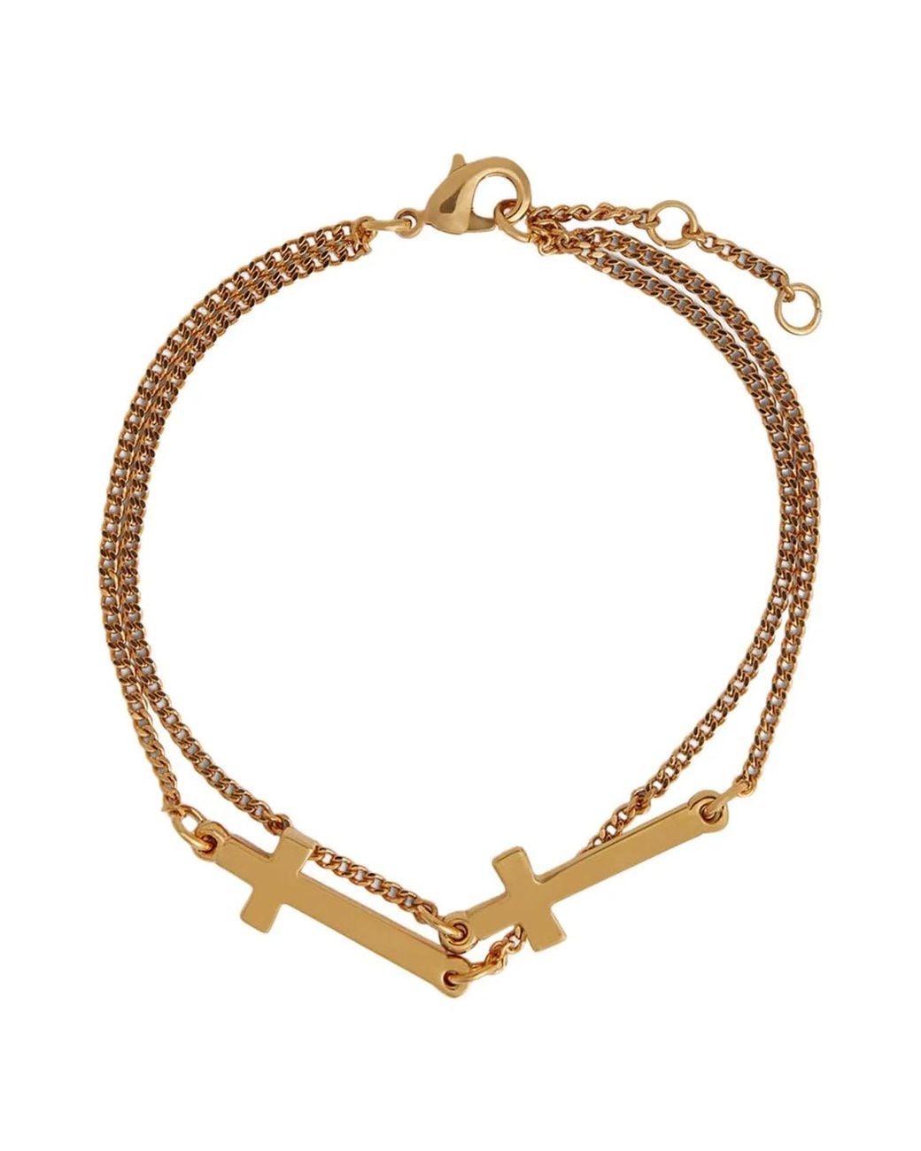 DSquared² Metallic Dsquared "Jesus" Bracelet With Cross Pendant for men