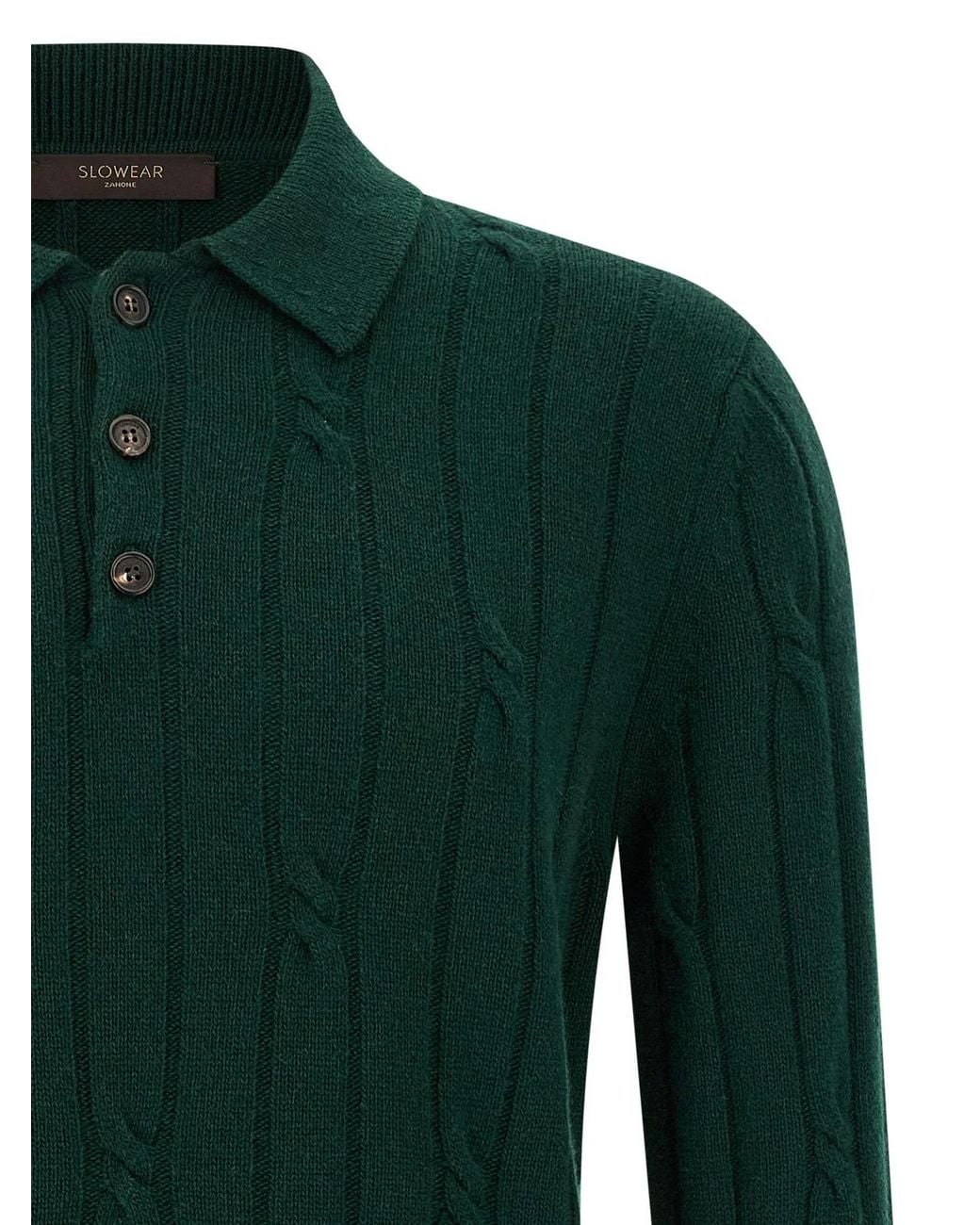 Zanone Green Braided Wool Polo Shirt for men