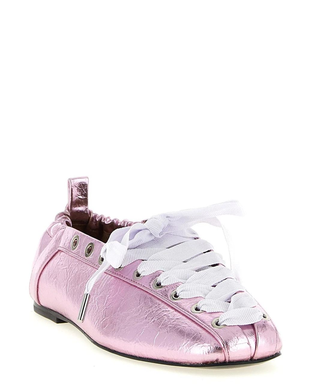 Ganni White 'Lace-Up' Ballet Flats