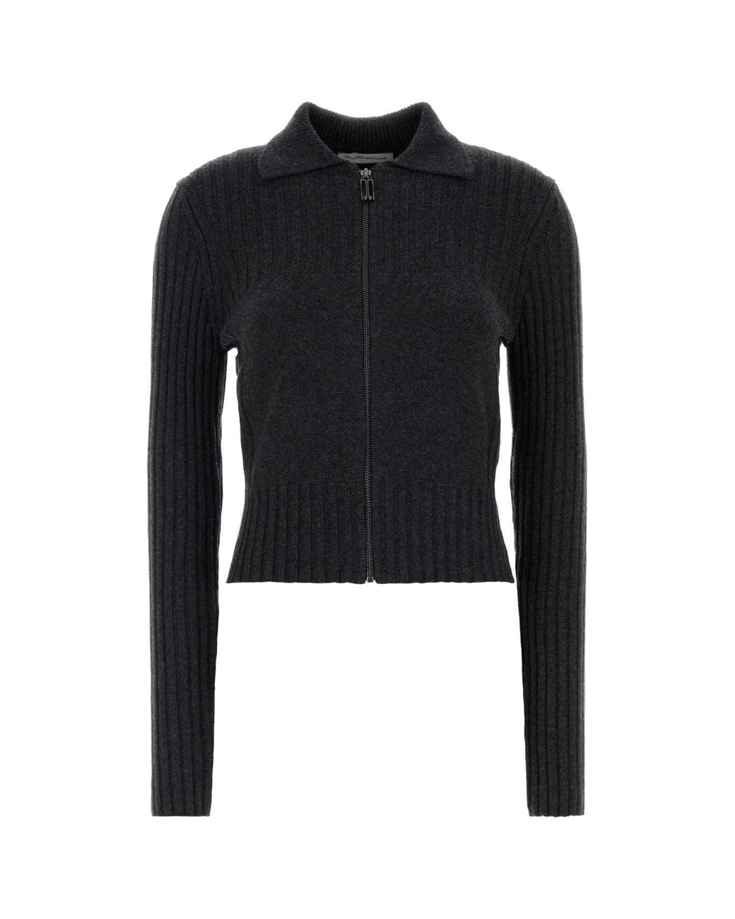 Victoria Beckham Black Graphite Wool Blend Cardigan