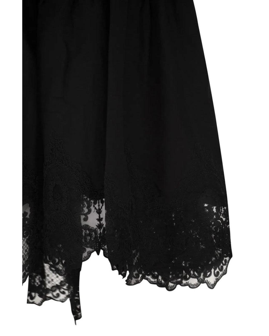Maurizio Mykonos Black Linen And Rayon Midi Skirt With Embroidered Hem