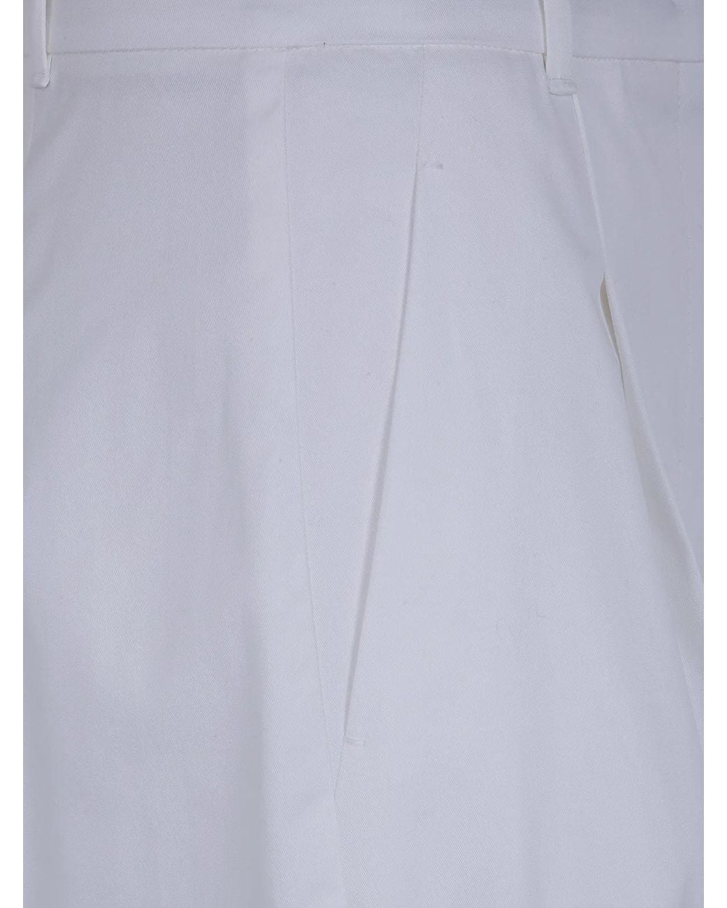 Max Mara White "Tequila" Cotton Wide Leg Trousers