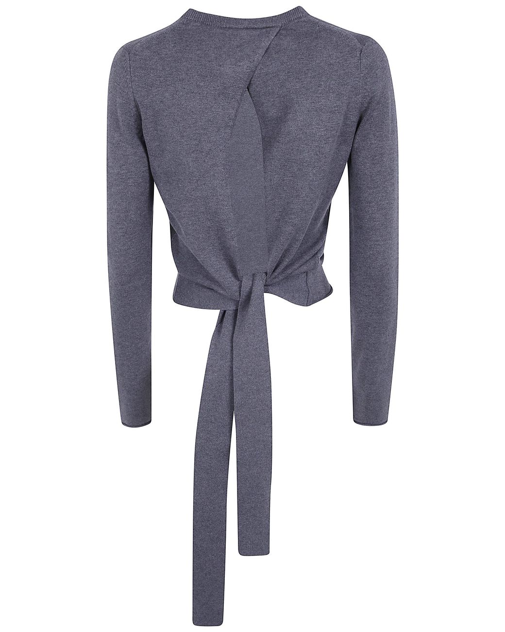 Semicouture Blue "Kristy" Naked Back Round Neck Sweater
