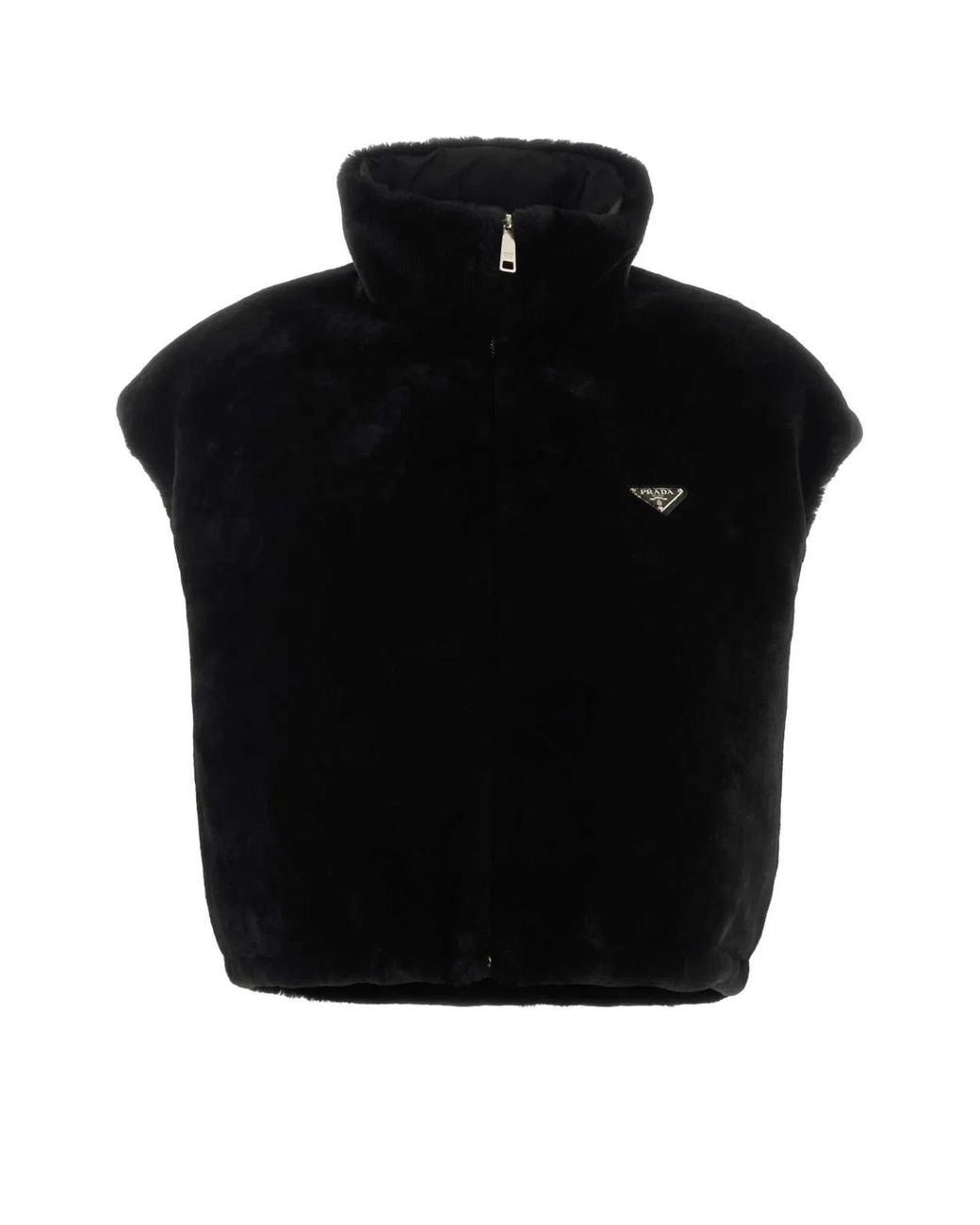 Prada Black Logo Mock Collar Jacket