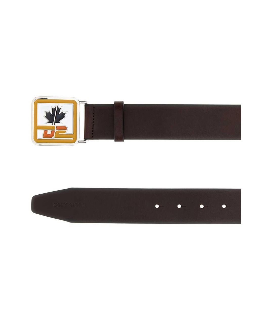 DSquared² Black D2 Patch Mini Leather Belt for men