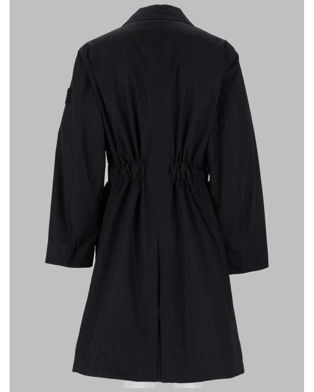 Stone Island Black Trench Coat Cotton & Raincoats for men