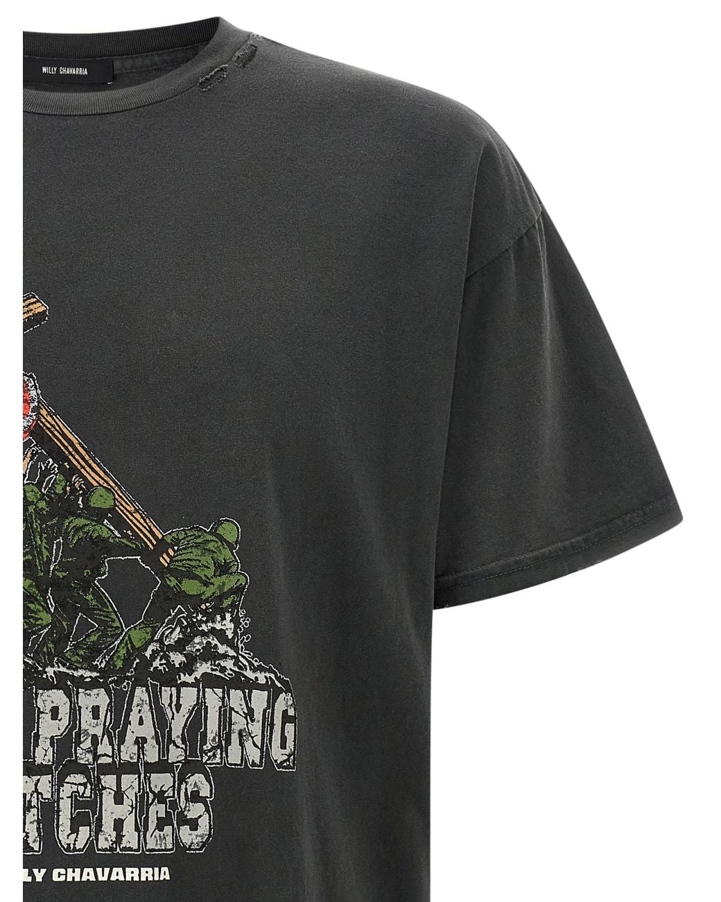 Willy Chavarria Black 'Keep Praying Bitches' T-Shirt for men