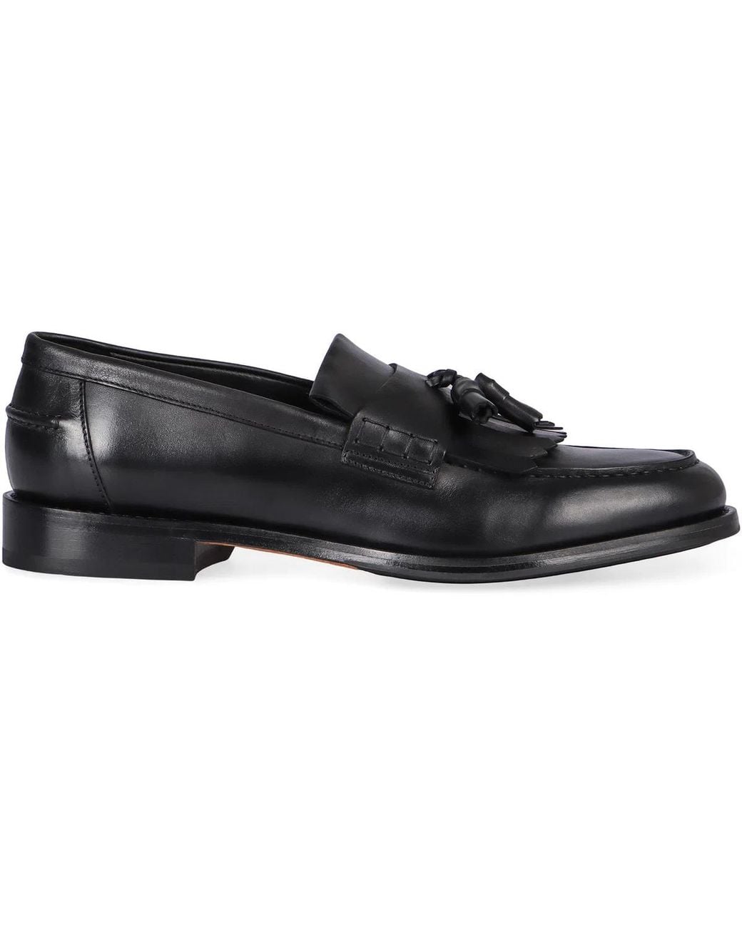 Doucal's Black Leather Moccasins for men