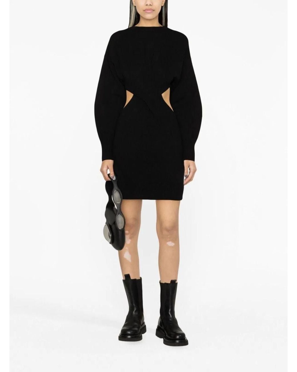 McQueen Black Wool Mini Dress