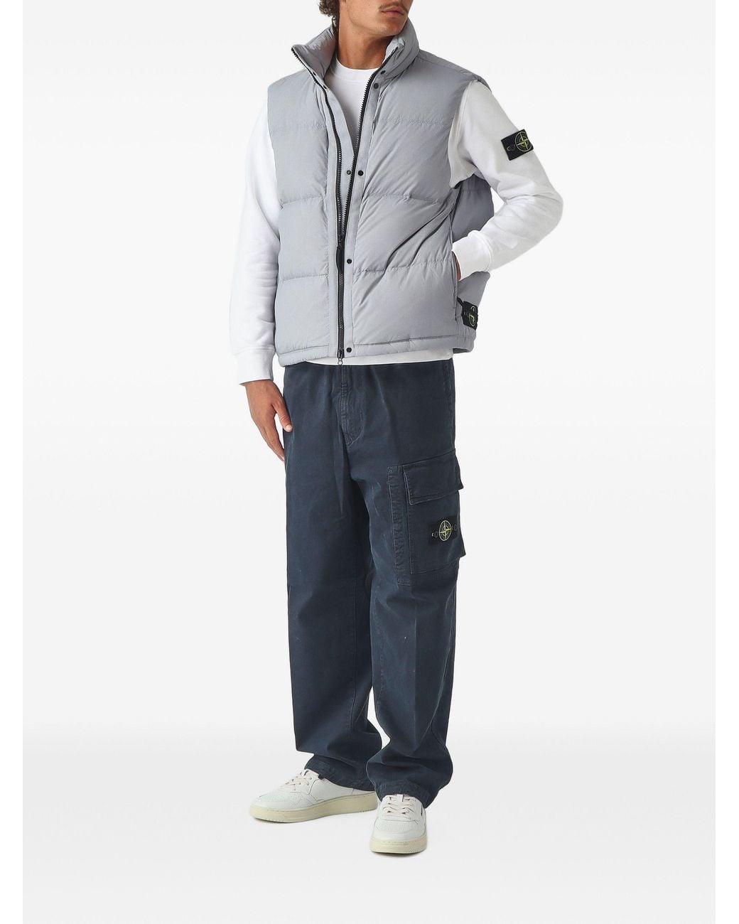 Stone Island Gray Quilted Puffer Vest for men