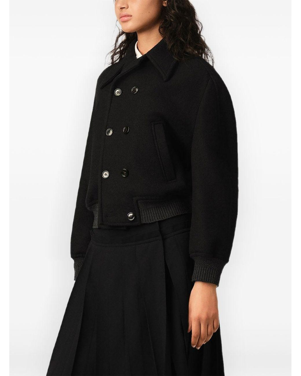 AMI Black Wool Bomber Jacket