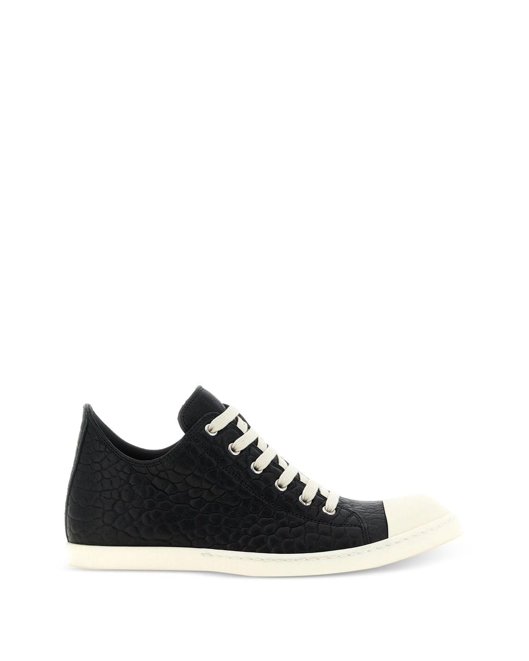 Rick Owens Black Textured Leather Sneakers for men