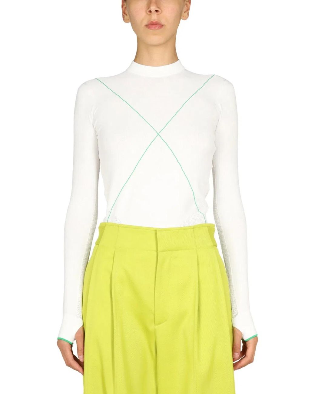 Bottega Veneta White Contrasting Seams Sweater